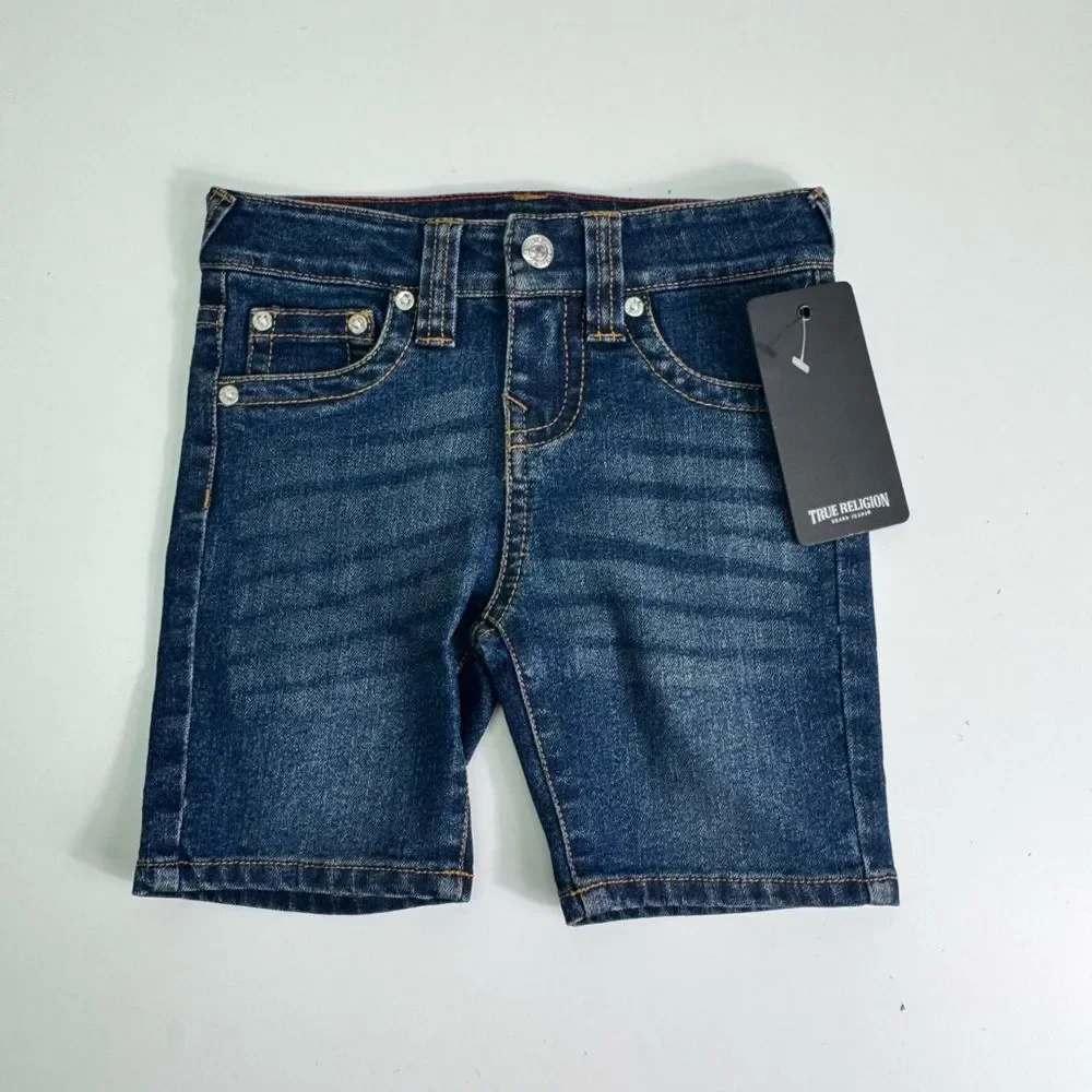 True Religion Boys Dark Blue Denim Shorts kids boys Sz 3T NWT